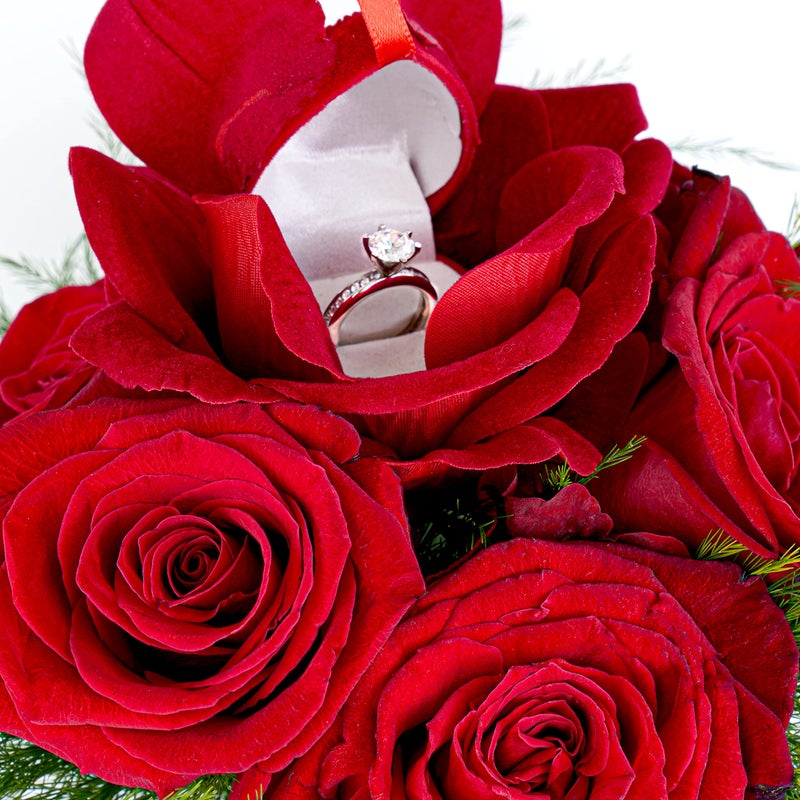Noble Pack Noble Rose Ring Box - Flower Heart Engagement Ring Box for Proposal Ring, Ceremony, Wedding or Special Occasions (Red) - Image 4